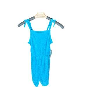 NWT Breaking Waves swim romper coverup aqua blue textured floral girls size 12